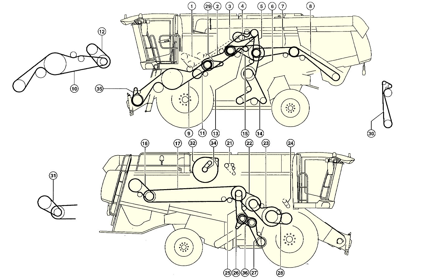 Drive elements combine CLAAS Lexion 570